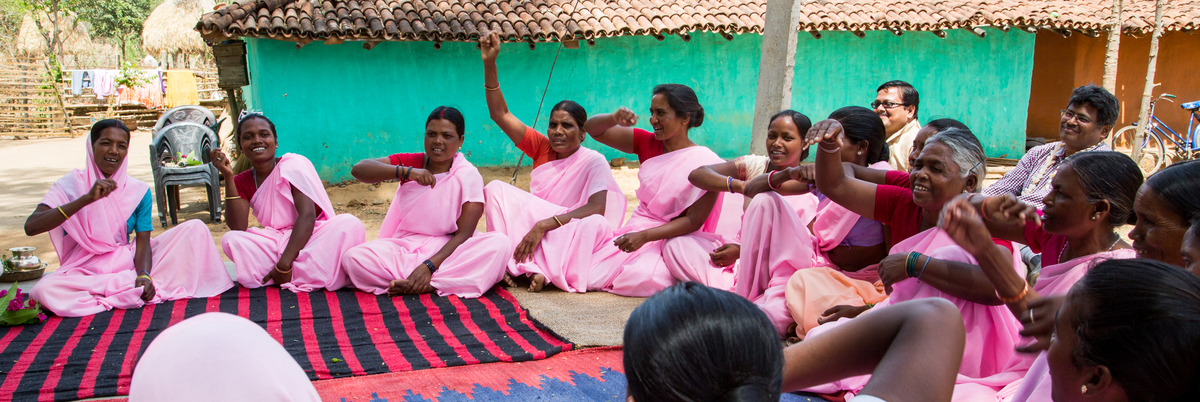 Women of PRADAN promoted self help groups during a meeting in Sundari village, Jharkhand, India, on April 19, 2015.